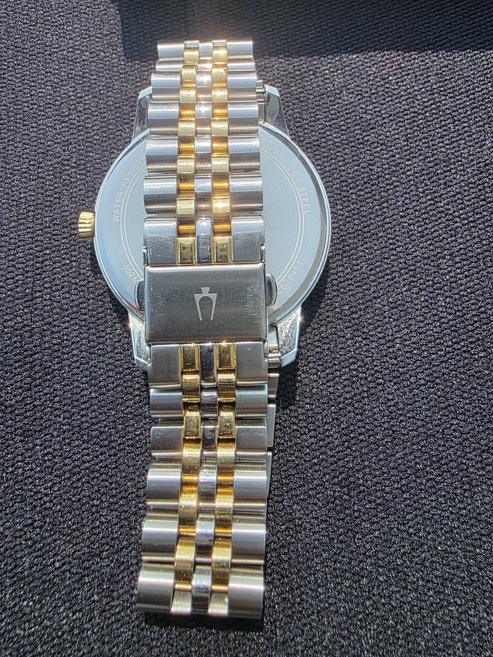 Two-Tone Stainless Steel Watch Bracelet with Gold Accents
